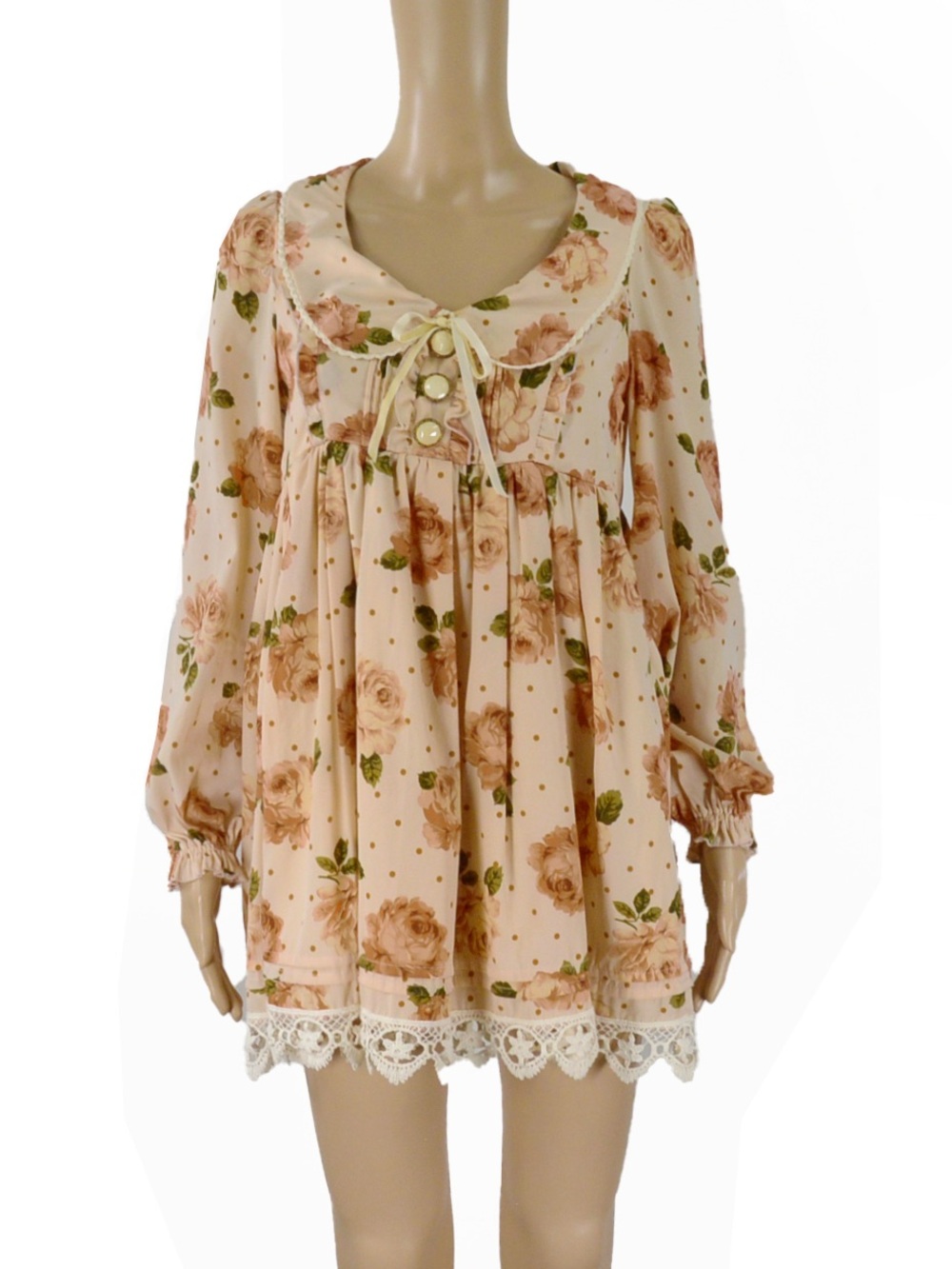 Liz Lisa J-Fashion Kawaii Gyaru Dollcore Rose Floral White Bow Tunic Dress